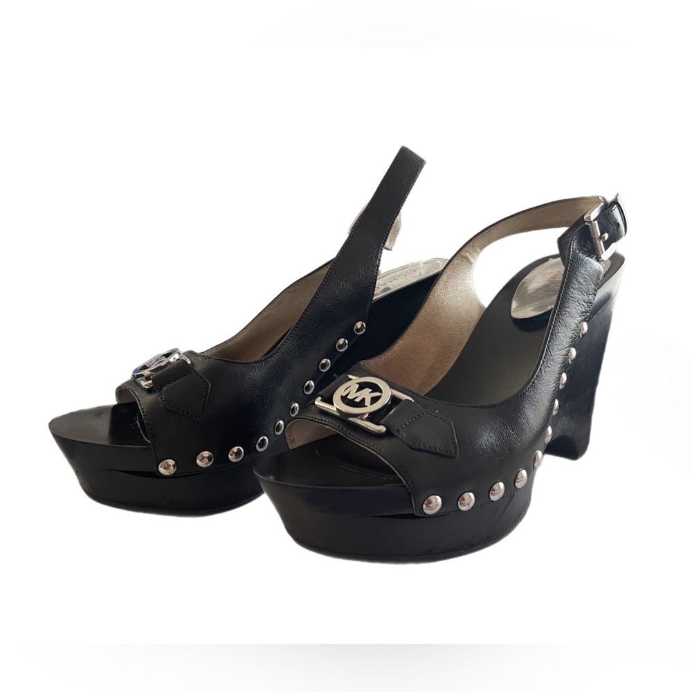 Michael Kors Peep Toe Clog Wedge Heel Sz 9.5